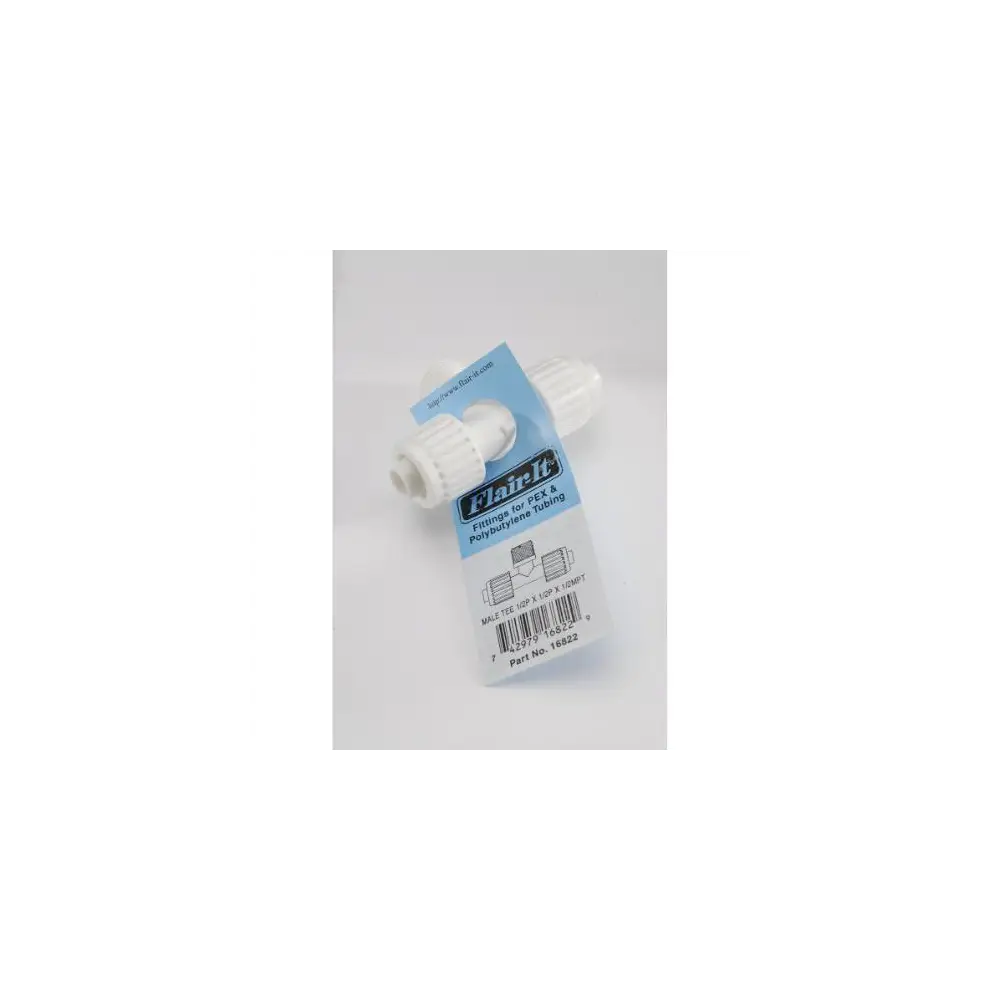 Flair-It PEX Tee Coupler - 1/2" PEX x 1/2" PEX x 1/2" Male Pipe Thread - FLA16822